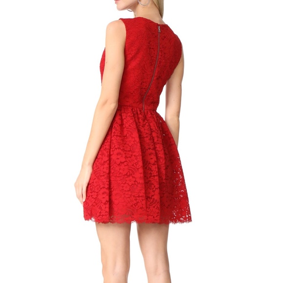 Alice + Olivia Kappa V-Neck Red Lace Party Dress - Picture 15 of 16